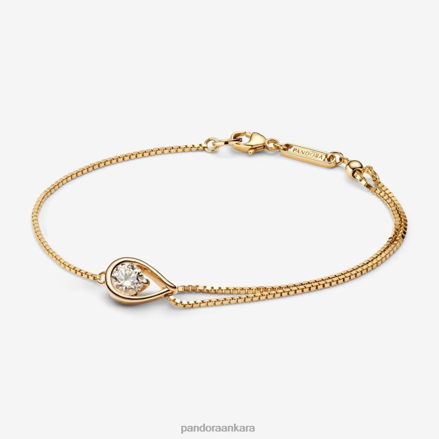 050 ct tw pırlanta çift zincir bileklik oluşturuldu 2 82N8H461 Pandora altın