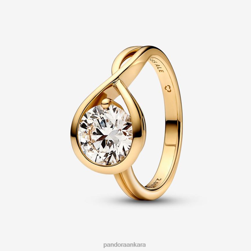 Brillance Laboratuvarı tarafından oluşturulan 200 ct tw pırlanta yüzük 82N8H541 Pandora altın