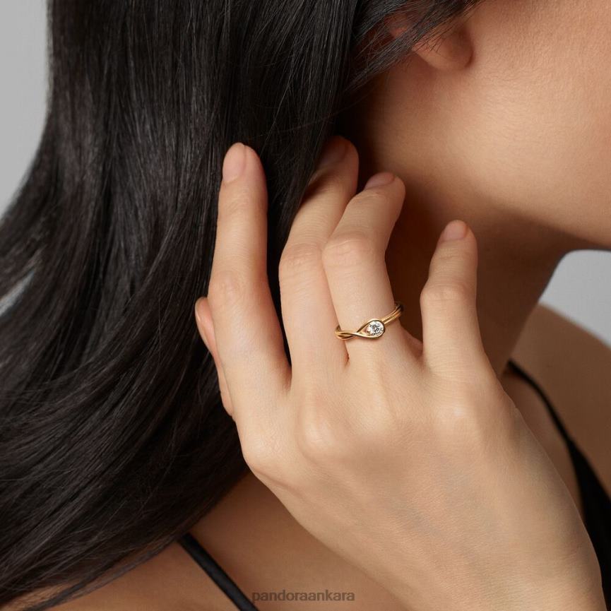 Brilliance laboratuvar yapımı 025 ct tw pırlanta yüzük 82N8H505 Pandora altın