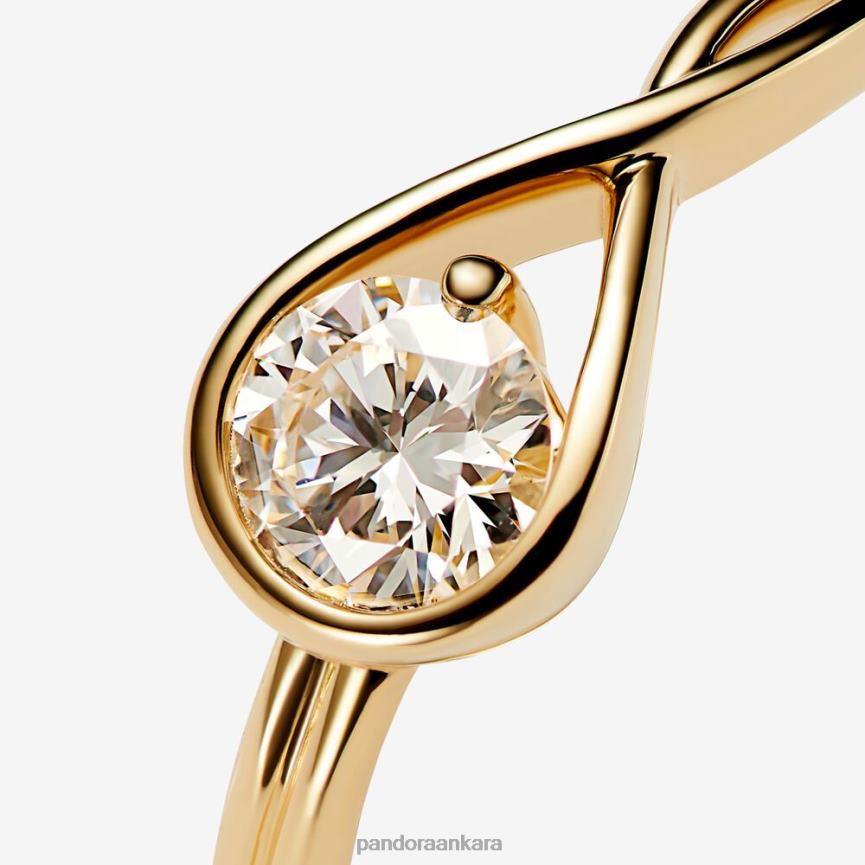 Brilliance laboratuvar yapımı 050 ct tw pırlanta yüzük 82N8H494 Pandora altın