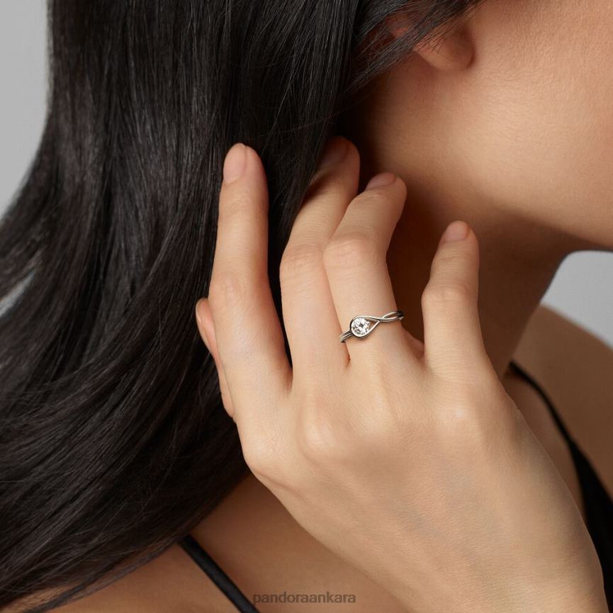 Brilliance laboratuvar yapımı 050 ct tw pırlanta yüzük 82N8H495 Pandora Beyaz altın