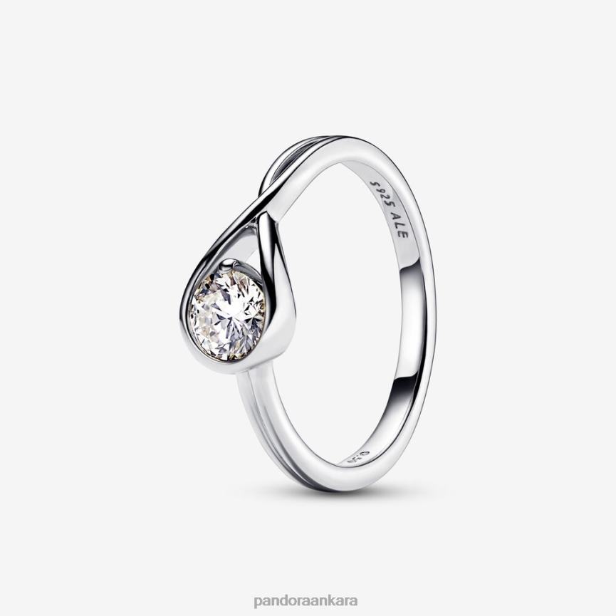 Brilliance laboratuvar yapımı 050 ct tw pırlanta yüzük 82N8H496 Pandora som gümüş