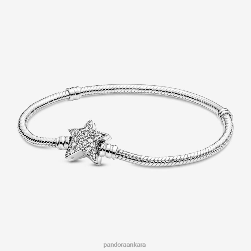 anlar asimetrik yıldız toka yılan zincir bileklik 82N8H389 Pandora som gümüş