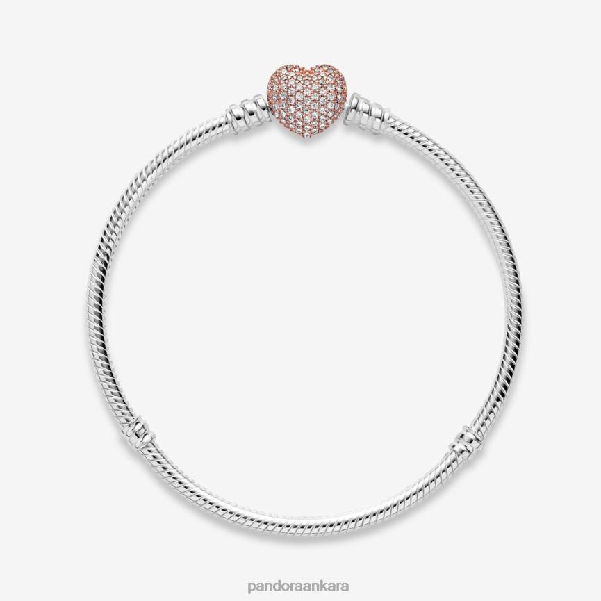 anlar açacağı kalp toka yılan zincir bilezik 82N8H366 Pandora iki ton