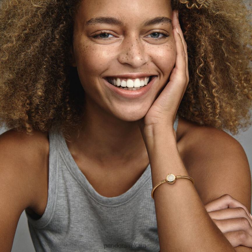 anlar köpüklü taç veya yılan zincir bileklik 82N8H373 Pandora altın kaplama