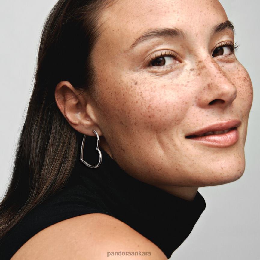 asimetrik kalp halka küpeler 82N8H834 Pandora som gümüş