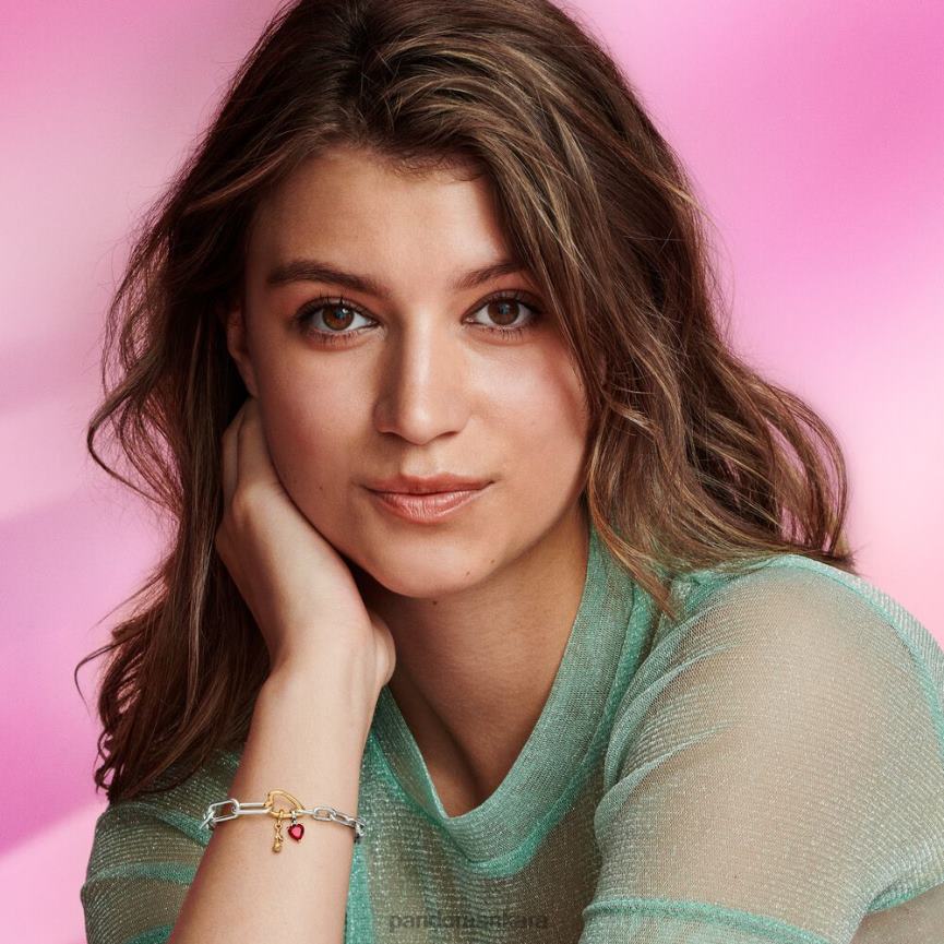 bana kalp bağlantılı zincir bilezik 82N8H479 Pandora iki ton