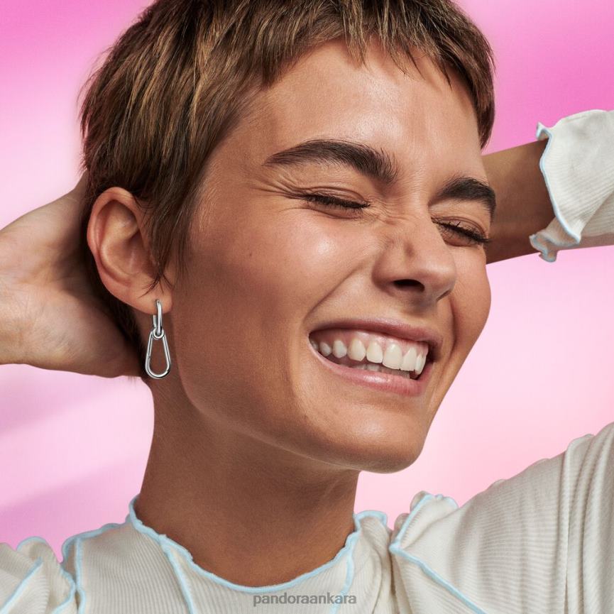 bana tek halka bağlantılı küpe 82N8H844 Pandora som gümüş