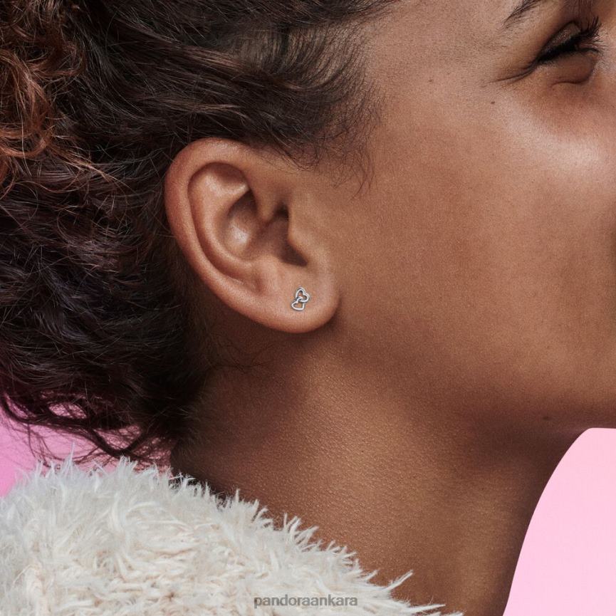 bana zincirlenmiş kalpler saplama küpe 82N8H869 Pandora som gümüş