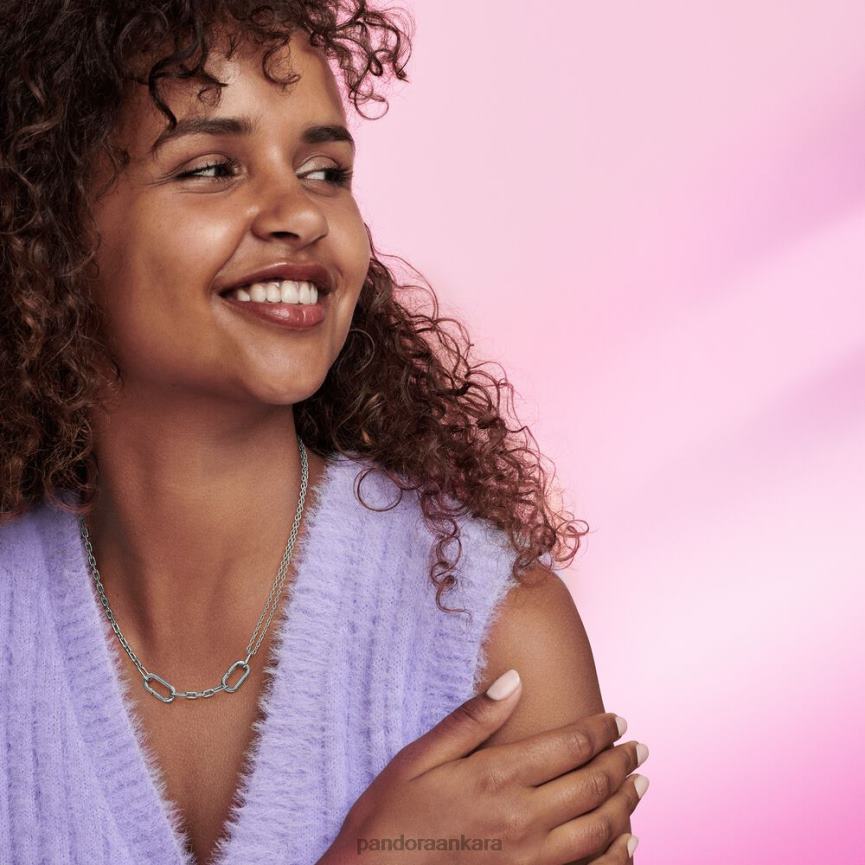 bana çift bağlantılı zincir kolye 82N8H726 Pandora som gümüş