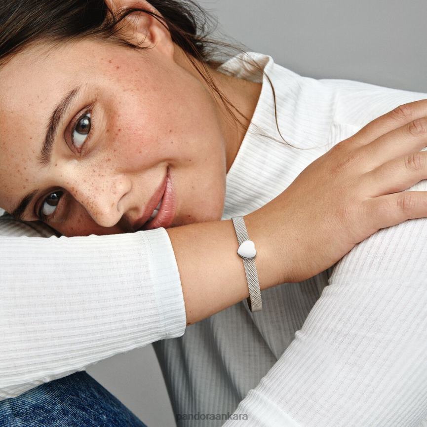 basit kalp klibi çekicilik 82N8H37 Pandora som gümüş