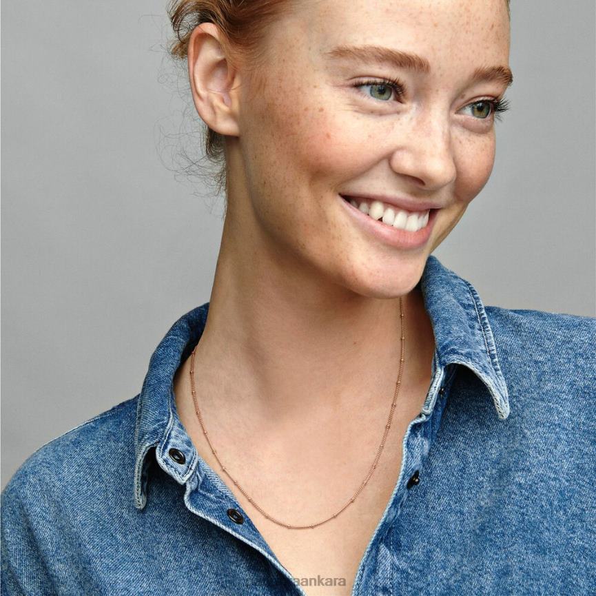 boncuklu zincir kolye 82N8H747 Pandora Altın gül