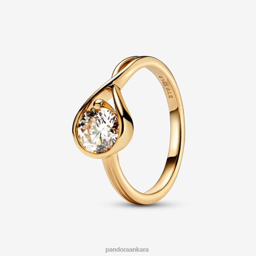 brilliance laboratuvar yapımı 100 ct tw pırlanta yüzük 82N8H538 Pandora altın