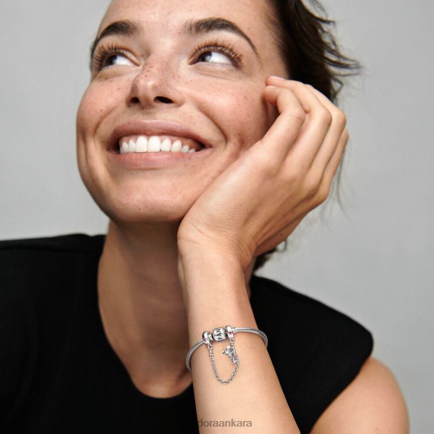 disney mickey güvenlik zincirine tırmanmak 82N8H325 Pandora som gümüş/kırmızı