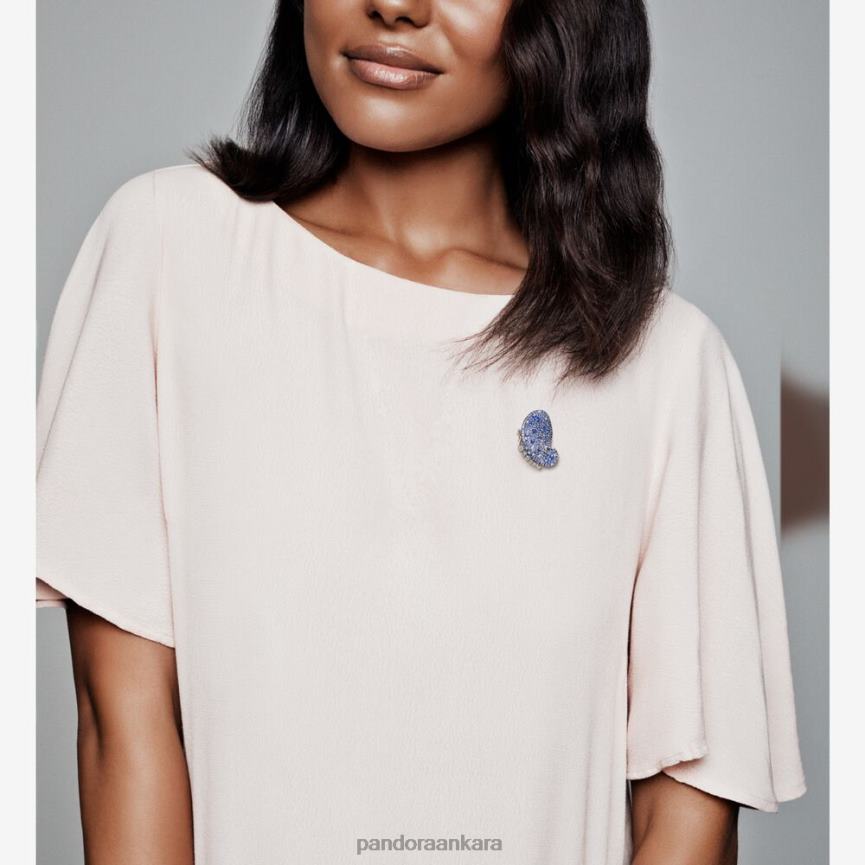 döşemeli kelebek broş 82N8H819 Pandora som gümüş/mavi