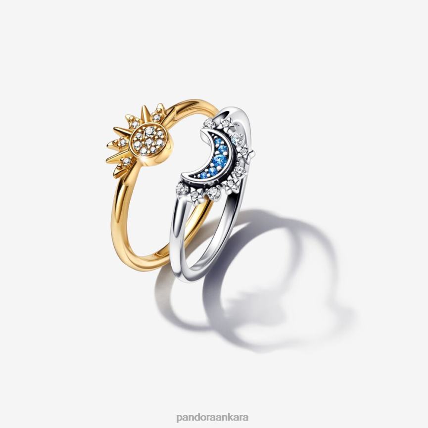 göksel güneş ve ay yüzük seti 82N8H694 Pandora standart renk