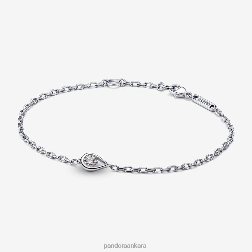 brilliance laboratuvar yapımı 0,15 ct tw pırlanta zincir bileklik 4 82N8H464 Pandora som gümüş