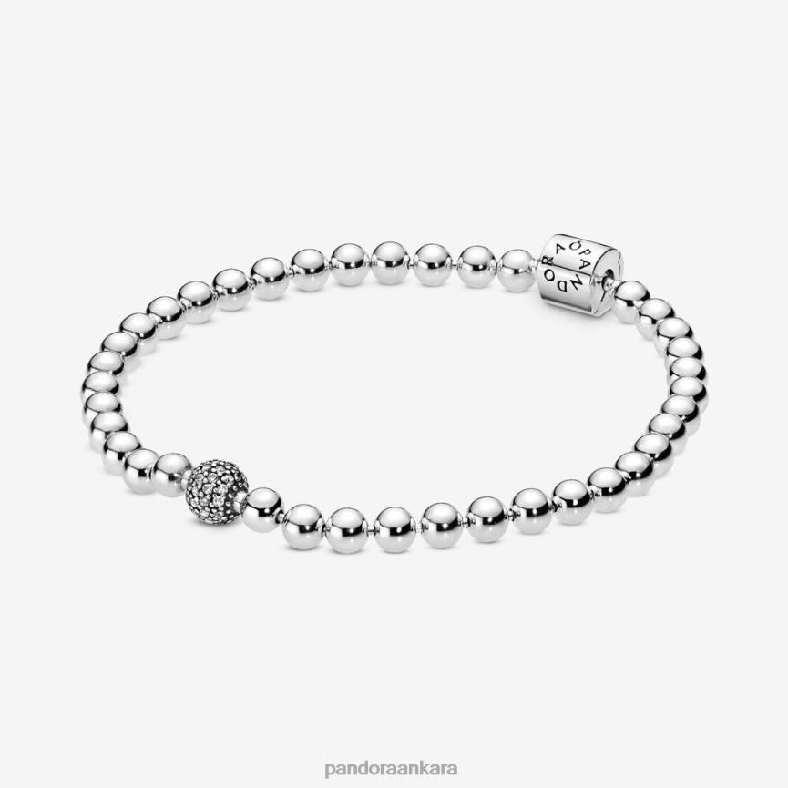 Boncuk ve taş döşemeli bilezik 82N8H447 Pandora som gümüş