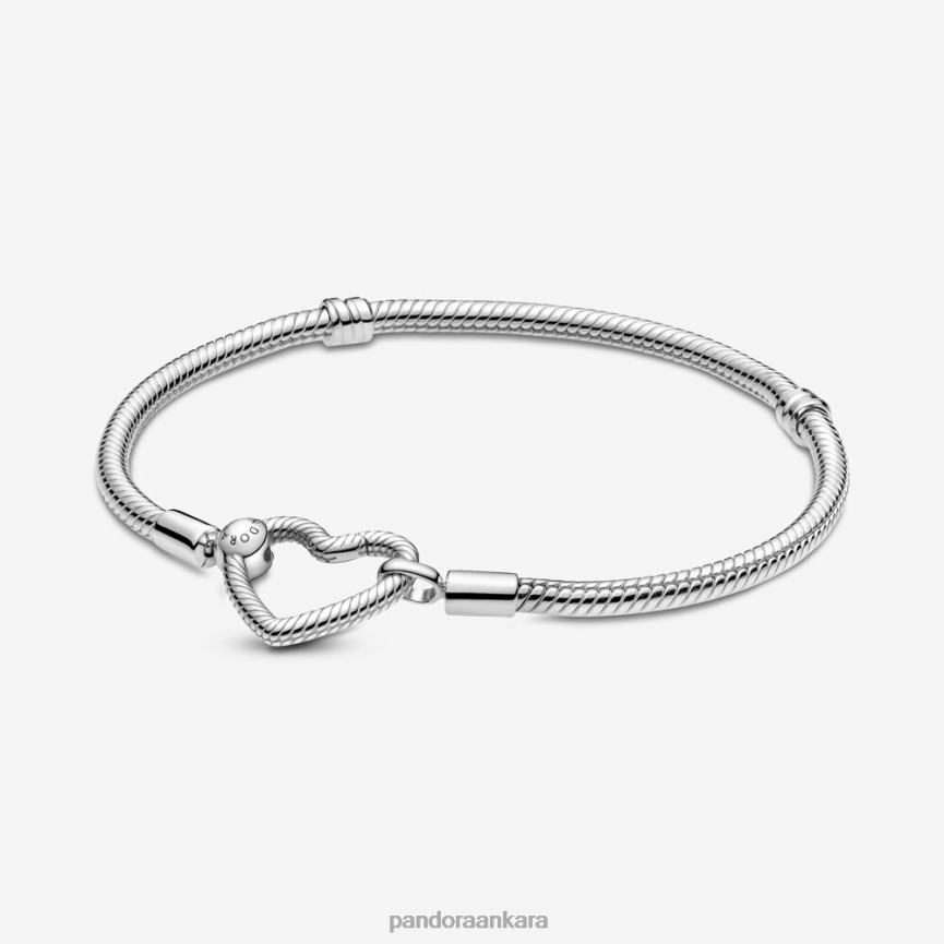 anlar kalp kapatma yılan zincir bilezik 82N8H351 Pandora som gümüş