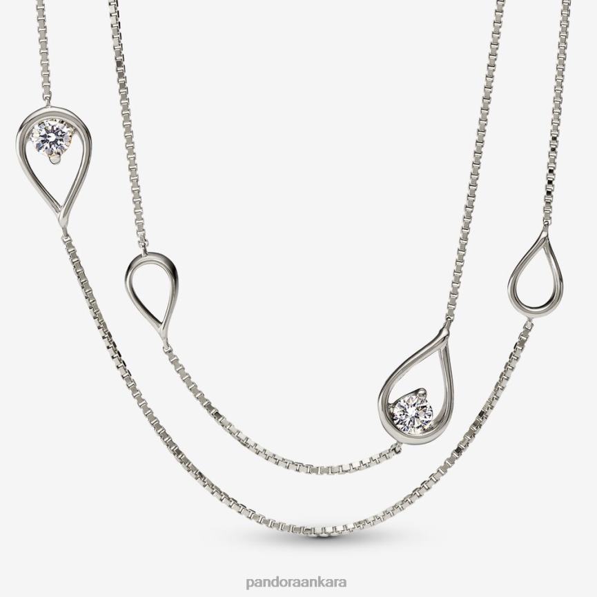 0,50 ct tw pırlanta uzun kolye kolye yarattı 82N8H743 Pandora Beyaz altın