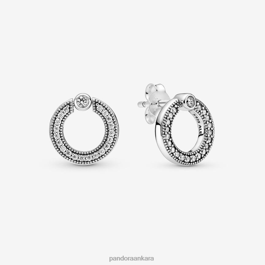 açacağı ve logolu daire ters çevrilebilir saplama küpeler 82N8H931 Pandora som gümüş