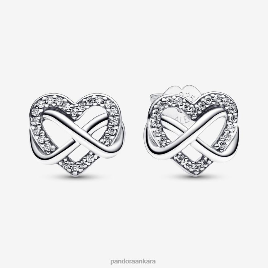 ışıltılı sonsuzluk kalpli saplama küpe 82N8H881 Pandora som gümüş