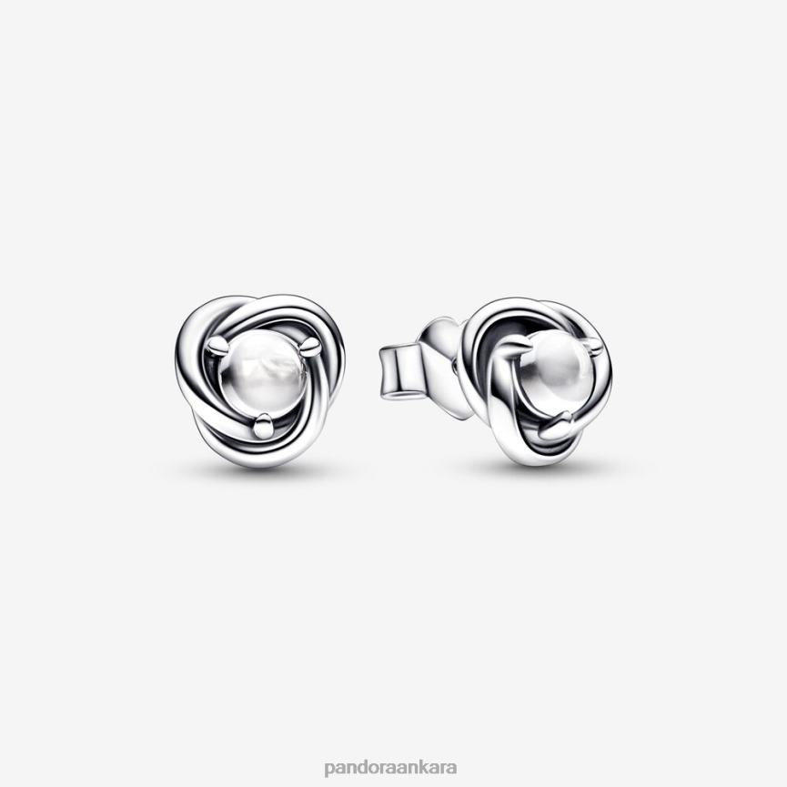 nisan burç taşı sonsuzluk çemberi saplama küpeler 82N8H909 Pandora som gümüş