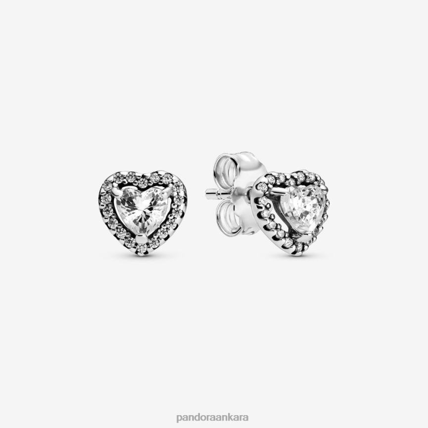yükseltilmiş kalp saplama küpeler 82N8H870 Pandora som gümüş