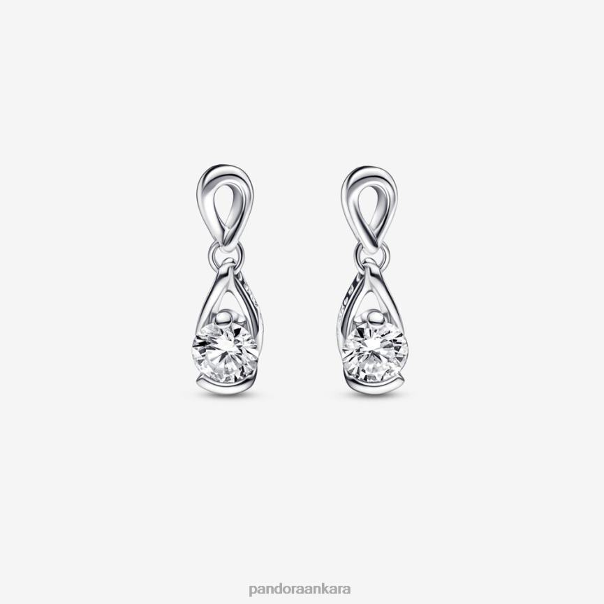 Brilliance laboratuvar yapımı 0,30 ct tw pırlanta damla küpeler 82N8H826 Pandora som gümüş