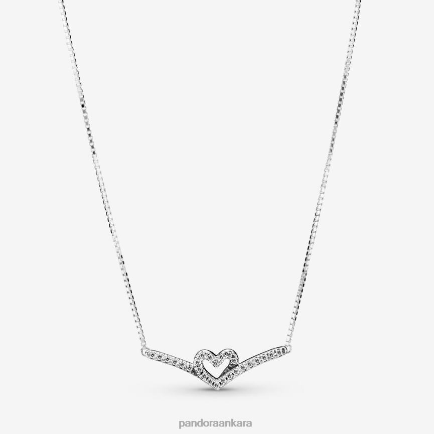 köpüklü lades kemiği kalp collier kolye 82N8H774 Pandora som gümüş