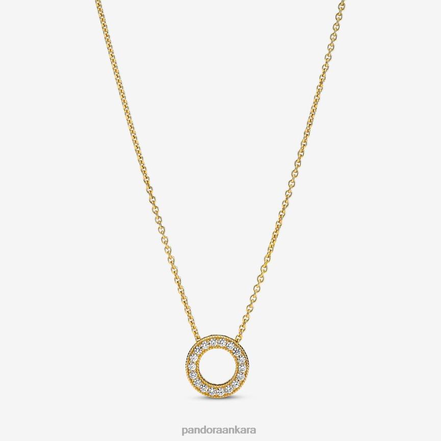logo açacağı daire collier kolye 82N8H710 Pandora altın kaplama