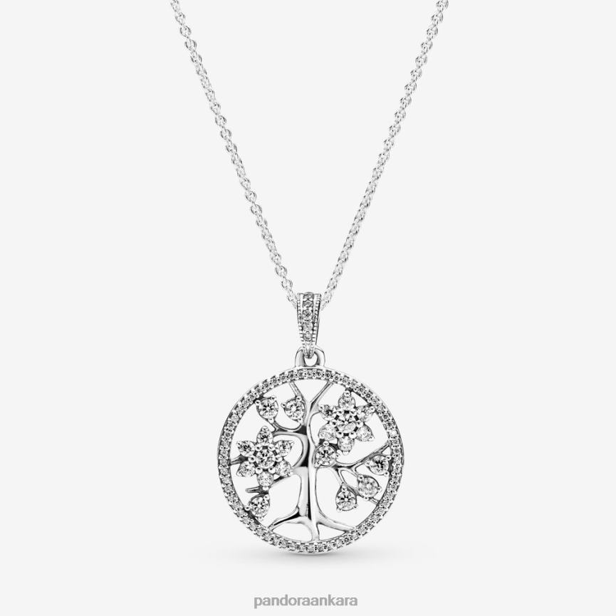 ışıltılı aile ağacı kolye 82N8H721 Pandora som gümüş