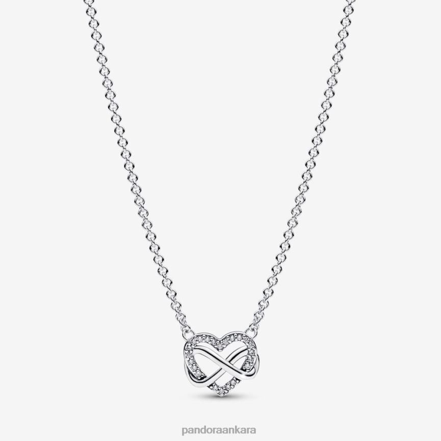 ışıltılı sonsuzluk kalp collier kolye 82N8H749 Pandora som gümüş
