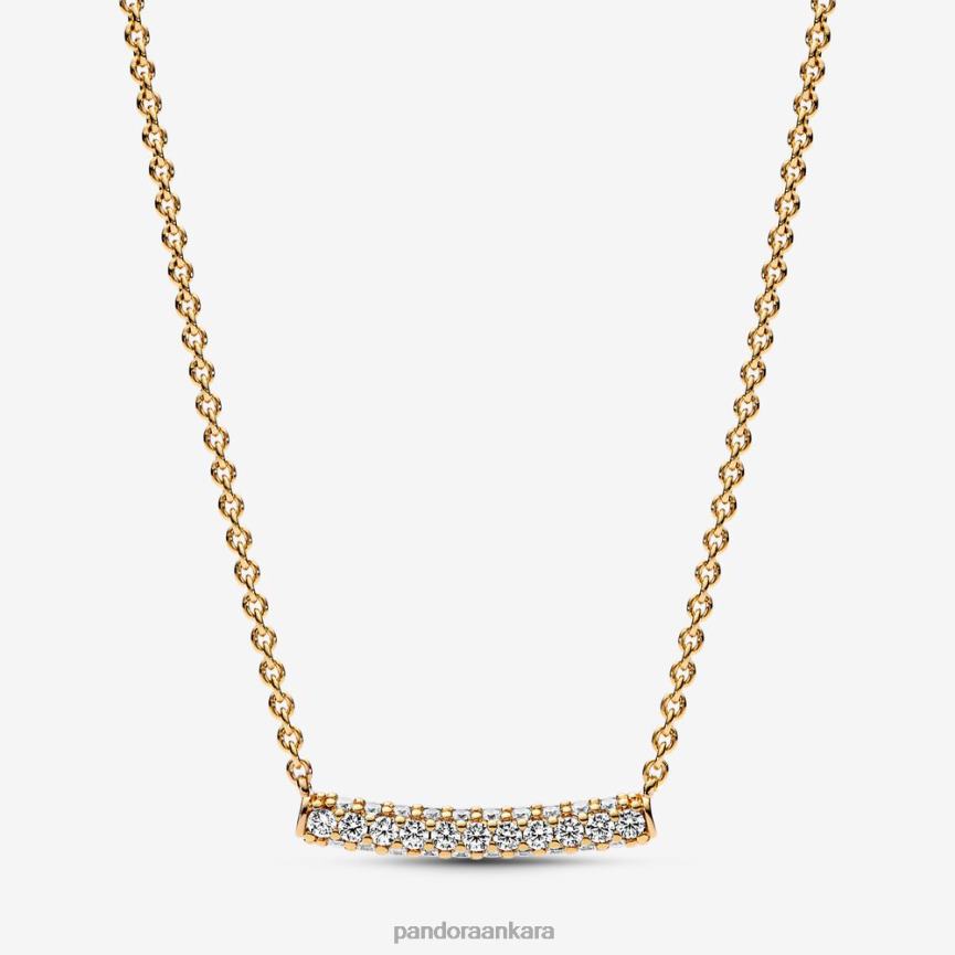 zamansız açacağı tek sıralı bar collier kolye 82N8H788 Pandora altın kaplama