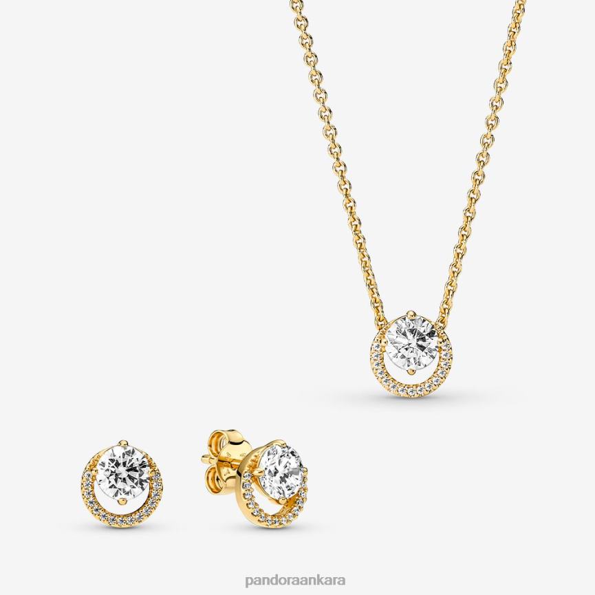 köpüklü yuvarlak halo takı hediye seti 82N8H802 Pandora standart renk