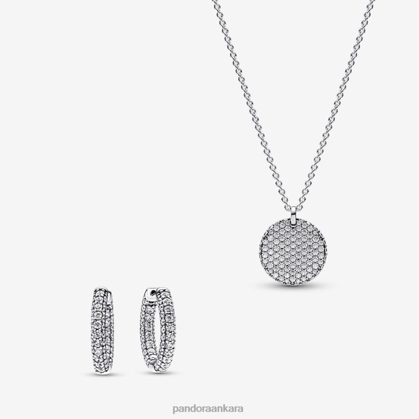 yuvarlak kolye ve halka küpe seti 82N8H764 Pandora standart renk