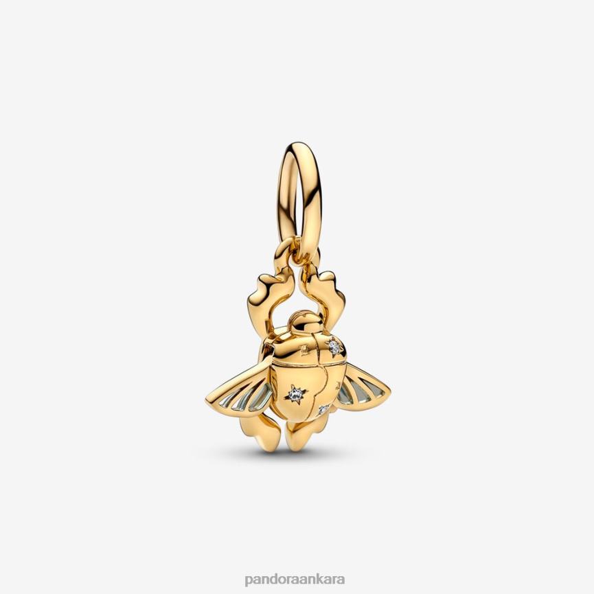 disney aladdin bok böceği böceği sarkan çekicilik 82N8H295 Pandora altın kaplama