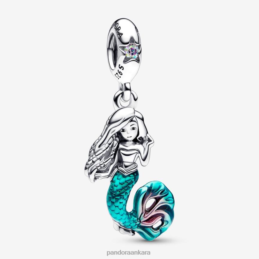 disney küçük deniz kızı ariel dangle çekicilik 82N8H49 Pandora som gümüş