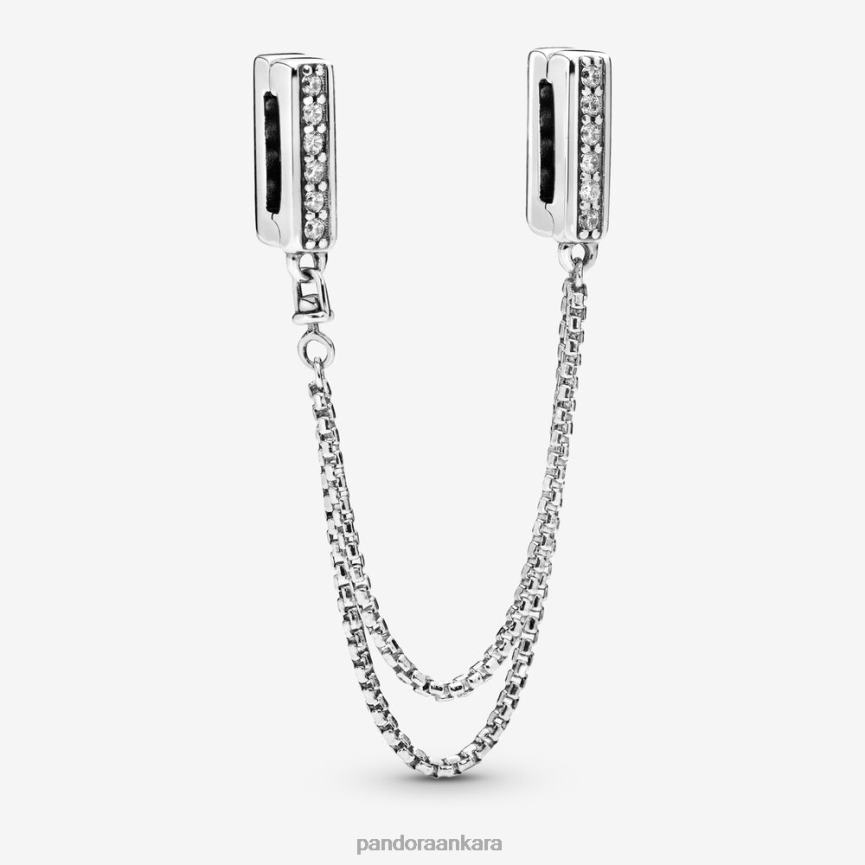 yansımalar köpüklü güvenlik zinciri klipsi çekicilik 82N8H327 Pandora som gümüş