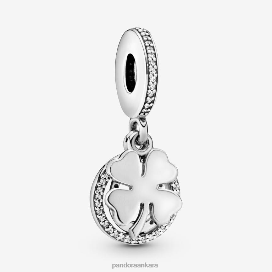 şanslı dört yapraklı yonca sarkan çekicilik 82N8H185 Pandora som gümüş