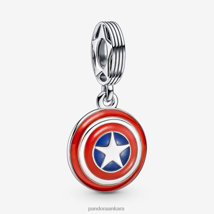 avengers hayret kaptan amerika kalkanı dangle çekicilik 82N8H156 Pandora som gümüş