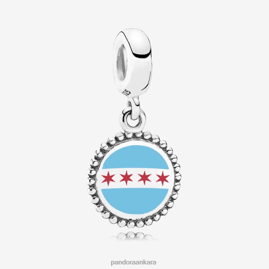 chicago bayrağı sarkan çekicilik 82N8H267 Pandora som gümüş