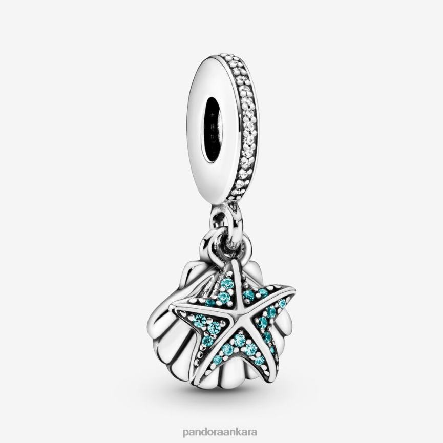 denizyıldızı ve deniz kabuğu sarkan çekicilik 82N8H99 Pandora som gümüş