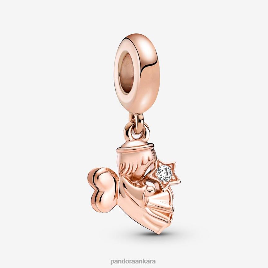 kalp kanatlı melek sarkan çekicilik 82N8H202 Pandora Gül Altın Kaplama