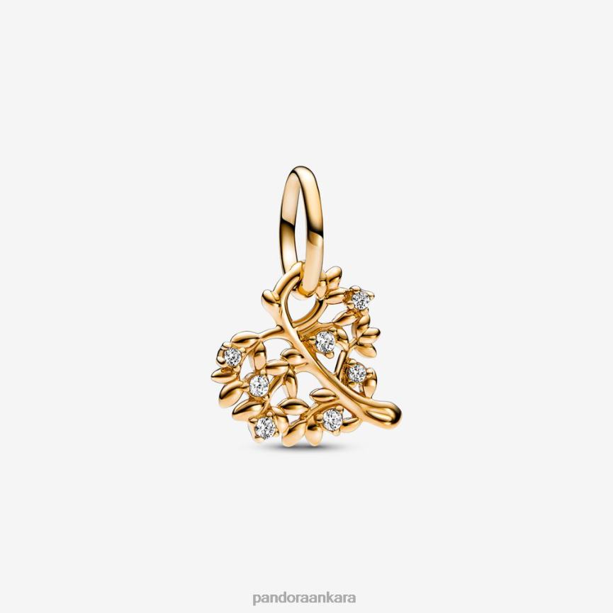 ışıltılı kalp ve aile ağacı sarkan çekicilik 82N8H257 Pandora altın