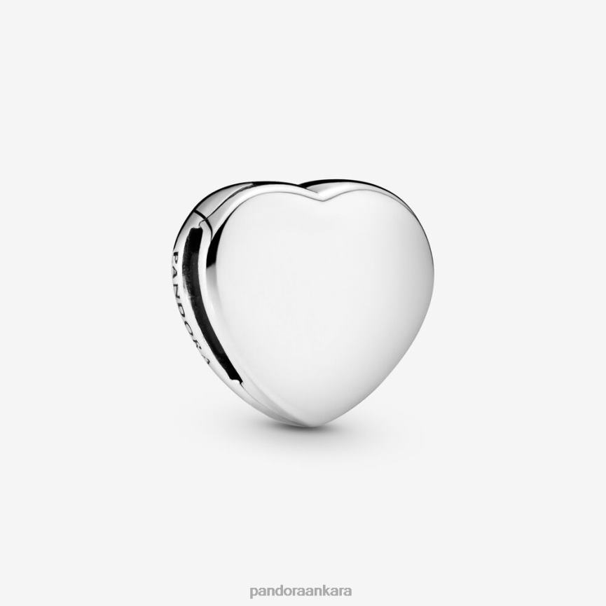basit kalp klibi çekicilik 82N8H37 Pandora som gümüş
