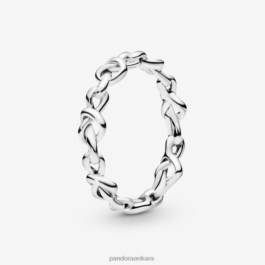 düğümlü kalpler yüzük 82N8H514 Pandora som gümüş