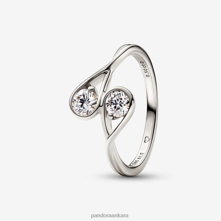 brilliance çift laboratuvar yapımı 0,50 ct tw pırlanta yüzük 82N8H543 Pandora Beyaz altın