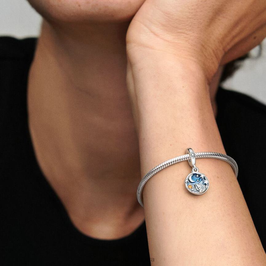 kamp gece gökyüzü çift sarkan çekicilik 82N8H167 Pandora som gümüş