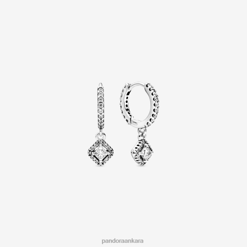 kare ışıltılı halka küpeler 82N8H918 Pandora som gümüş